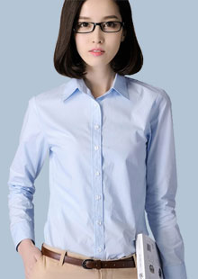 襯衫女長袖小方領職業修身襯衣